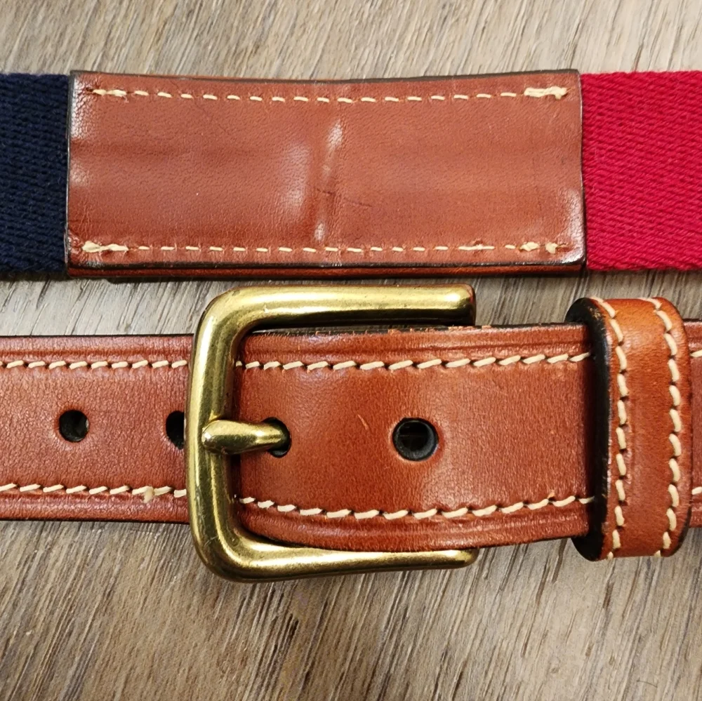 Vintage 90s Y2K Tommy Hilfiger Belt Surplus Style Brass Buckle USA Men's size 34